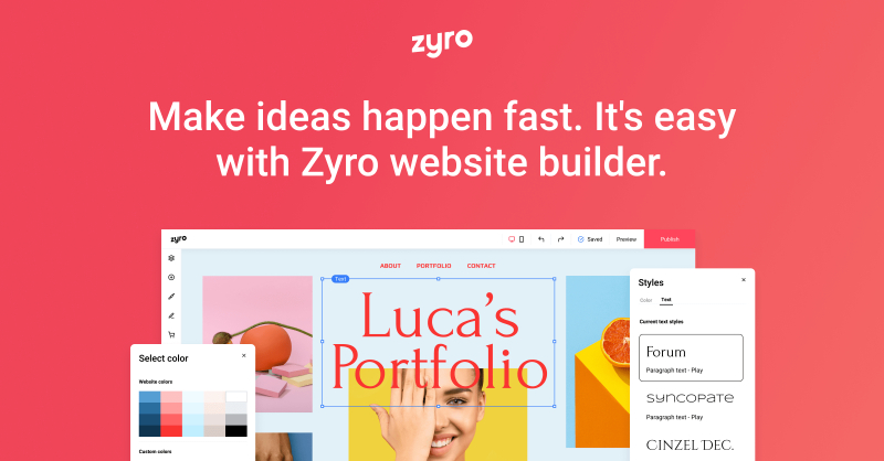 Zyro can help you get your business website faster. Photo: zyro.com